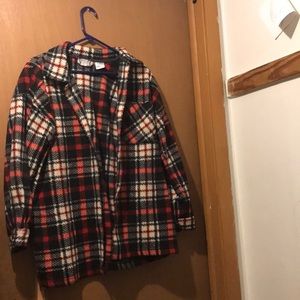 Plaid jacket Red white and black